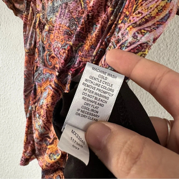 Cupio Boho Blouse maximalist Peek A Boo Shoulder Paisley Abstract Size Small - Picture 6 of 11
